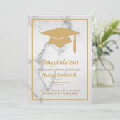 Bekendmaking Faux Gold en Marble Afstuderen Aankondiging (Staand voorkant)