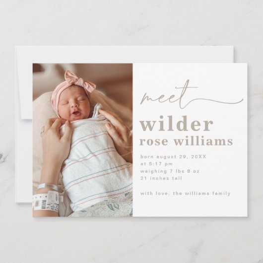 Bekendmaking Girl Birth | Floral Photo Birth Kaart (Voorkant)