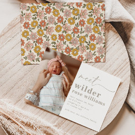 Bekendmaking Girl Birth | Floral Photo Birth Kaart