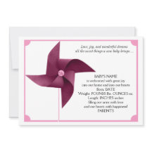Bekendmaking Girl Pink Pinwheels Baby