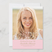 Bekendmaking Gold and Pink Photo Graduation Party Kaart (Voorkant)