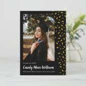 Bekendmaking Gold Black Confetti Afstuderen Kaart (Staand voorkant)