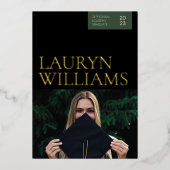 Bekendmaking Gold & Black Professional Afstuderen Folie Uitnodiging (Voorkant)