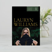 Bekendmaking Gold & Black Professional Afstuderen Folie Uitnodiging (Staand Voorkant)