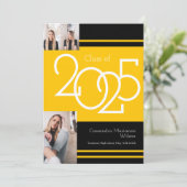 Bekendmaking Gold Black School Colors Afstuderen Kaart (Staand voorkant)