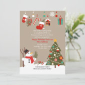 Bekendmaking kerstbericht Snowman Moving Feestdagenkaart (Staand voorkant)