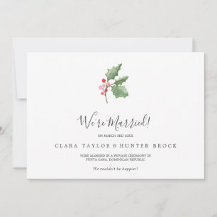 Bekendmaking kerstgroen en berry Elopement Aankondiging