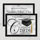Bekendmaking Klassieke zwarte Afstuderen Kaart (Voorkant / Achterkant)