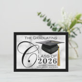 Bekendmaking Klassieke zwarte Afstuderen Kaart (Staand voorkant)