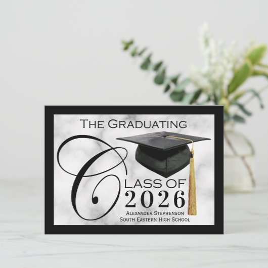 Bekendmaking Klassieke zwarte Afstuderen Kaart (Staand voorkant)
