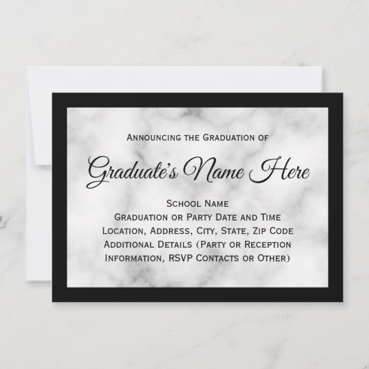 Bekendmaking Klassieke zwarte Afstuderen Kaart (Achterkant)