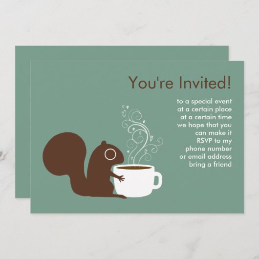 Bekendmaking koffieeekhoorn kaart (Voorkant / Achterkant)