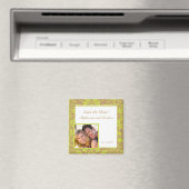 Bekendmaking Magnet van bruin en kalkgroen Damask (Insitu (Vaatwasser))