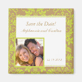 Bekendmaking Magnet van bruin en kalkgroen Damask (Voorkant)