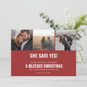 Bekendmaking met kerstfoto's Verloving Feestdagenkaart (Staand voorkant)