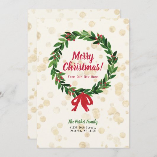 Bekendmaking met rode en groene kerstbeweging kaart (Voorkant / Achterkant)