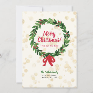 Bekendmaking met rode en groene kerstbeweging kaart