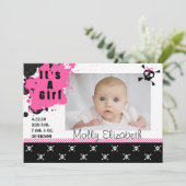 Bekendmaking Punk Rock Birth Aankondiging (Staand voorkant)