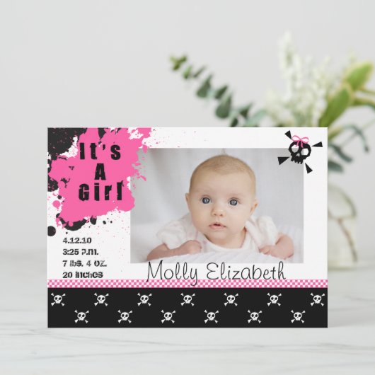 Bekendmaking Punk Rock Birth Aankondiging (Staand voorkant)