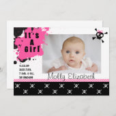 Bekendmaking Punk Rock Birth Aankondiging (Voorkant / Achterkant)