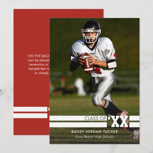 Bekendmaking Red Sporty Photo Afstuderen Aankondiging (Voorkant / Achterkant)