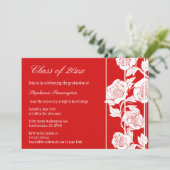 Bekendmaking rode witte florale graduatie partij kaart (Staand voorkant)