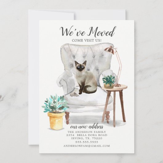 Bekendmaking Siamese Cat Moving Aankondiging (Voorkant)