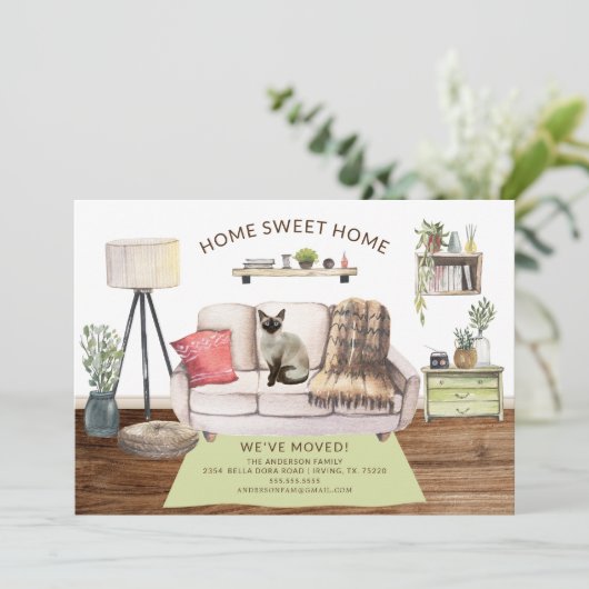 Bekendmaking Siamese Cat Moving Kaart (Staand voorkant)