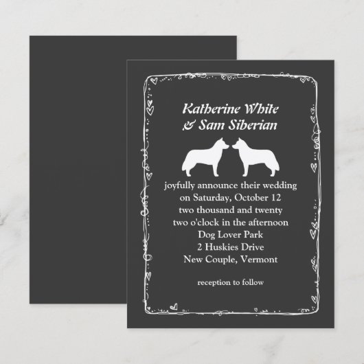 Bekendmaking Siberian Huskies Wedding Kaart (Voorkant / Achterkant)