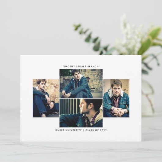Bekendmaking van 4 foto-Afstuderen Kaart (Staand voorkant)