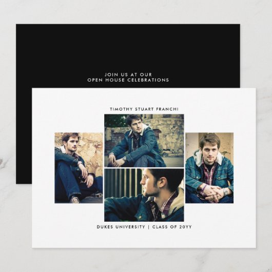 Bekendmaking van 4 foto-Afstuderen Kaart (Voorkant / Achterkant)