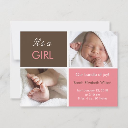 Bekendmaking van Baby Girl Aankondiging (Voorkant)
