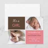 Bekendmaking van Baby Girl Aankondiging (Voorkant / Achterkant)