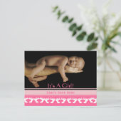 Bekendmaking van Baby Girl Aankondigingskaart (Staand voorkant)