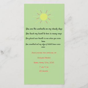 bekendmaking van baby met gedicht aankondiging