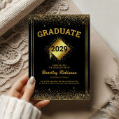 Bekendmaking van Black Gold Elegant Afstuderen Aankondiging