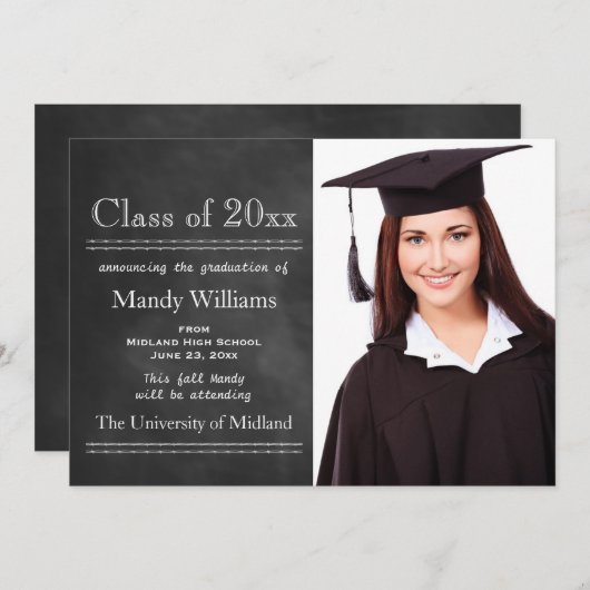 Bekendmaking van Blackboard Photo Afstuderen Aankondiging (Voorkant / Achterkant)
