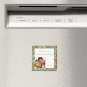 Bekendmaking van bruin en blauw Damask Magnet (Insitu (Vaatwasser))