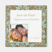 Bekendmaking van bruin en blauw Damask Magnet (Voorkant)