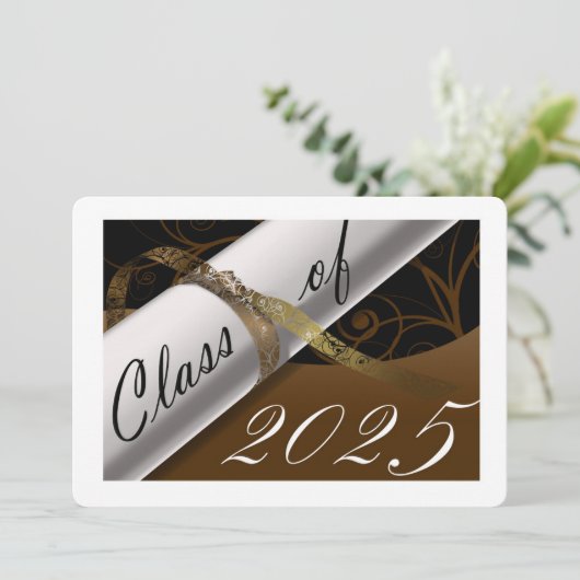 Bekendmaking van bruin en wit Afstuderen Kaart (Staand voorkant)