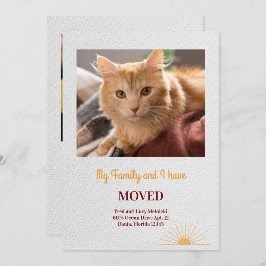 Bekendmaking van Cat Photo Moving Announge Aankondiging (Voorkant / Achterkant)