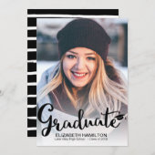 Bekendmaking van Chic Black & White Photo Afstuder Aankondiging (Voorkant / Achterkant)