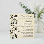 Bekendmaking van Chic floral swirls graduparty Kaart (Staand voorkant)
