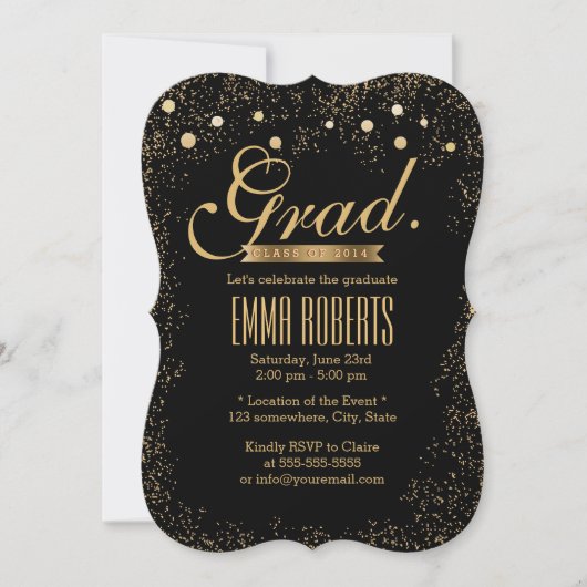 Bekendmaking van Chic Gold Confetti Stippen Afstud Kaart (Voorkant)