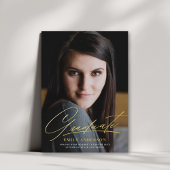 Bekendmaking van Chic Gold Script Photo Afstuderen Folie Uitnodiging