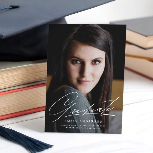 Bekendmaking van Chic Gold Script Photo Afstuderen Kaart