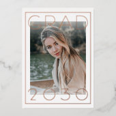 Bekendmaking van Chic Minimalist Gold Foil-Afstude Folie Uitnodiging (Voorkant)