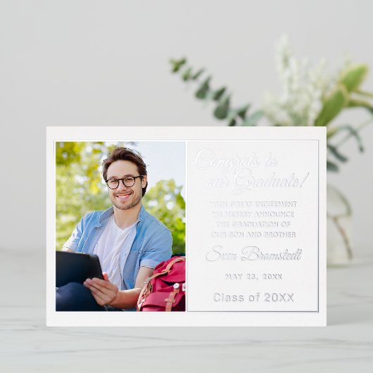 Bekendmaking van Chic Minimalist Gold Foil-Afstude Folie Uitnodiging (Staand Voorkant)