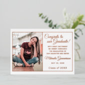 Bekendmaking van Chic Minimalist Gold Foil-Afstude Folie Uitnodiging (Staand Voorkant)