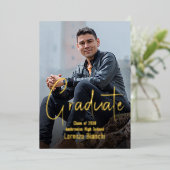 Bekendmaking van Chic Minimalist Gold Foil-Afstude Folie Uitnodiging (Staand Voorkant)